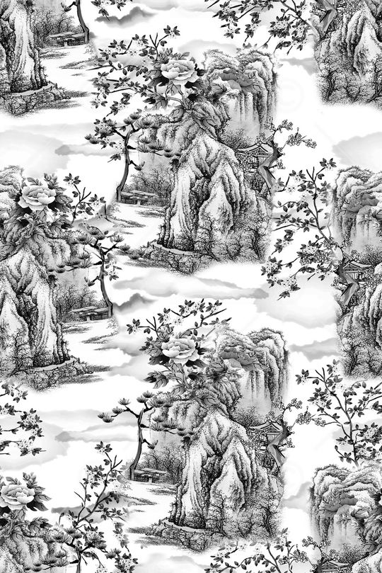 黑白系列印花华亿平台图片