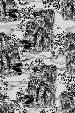 黑白系列印花华亿平台图片