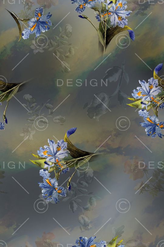 清爽底花卉印花华亿平台图片