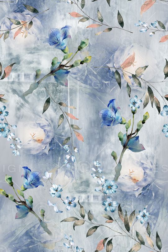 清爽底花卉印花华亿平台图片