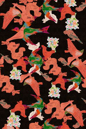 几何花卉印花华亿平台图片