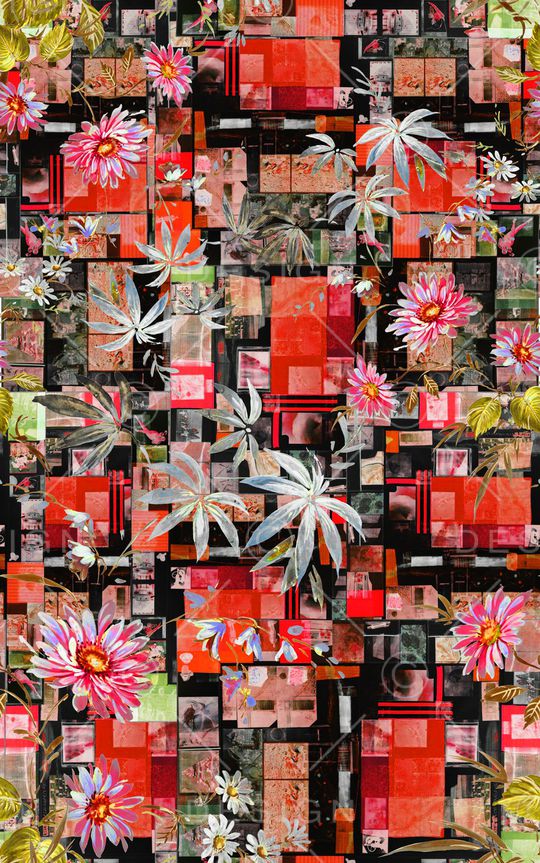 几何花卉印花华亿平台图片