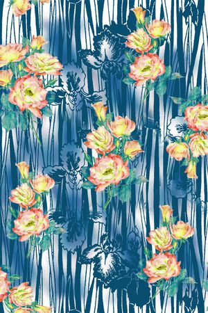 玫瑰花印花华亿平台图片