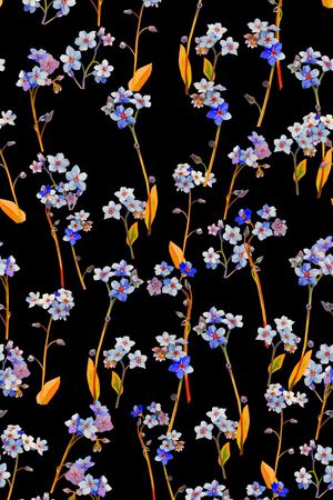 黑底花卉印花华亿平台图片