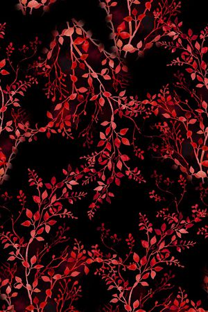 黑底花卉印花华亿平台图片