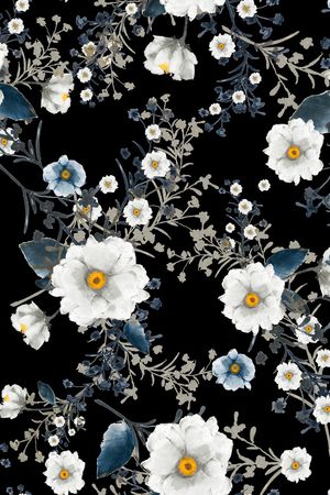 手绘花卉印花华亿平台图片