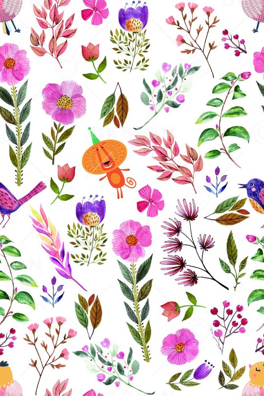 手绘花卉印花华亿平台图片