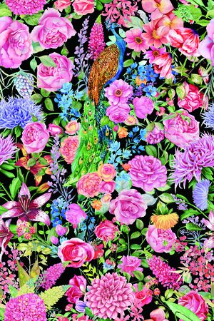 手绘花卉印花华亿平台图片