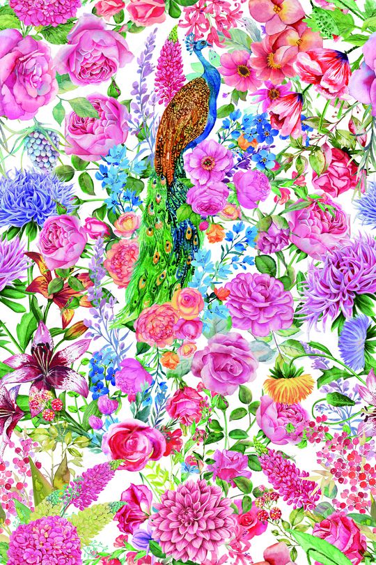 手绘花卉印花华亿平台图片