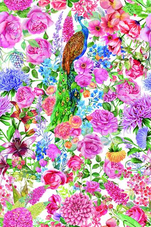 手绘花卉印花华亿平台图片