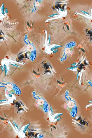 彩底花卉印花华亿平台图片