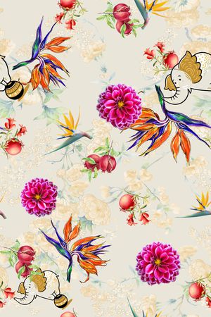 彩底花卉印花华亿平台图片