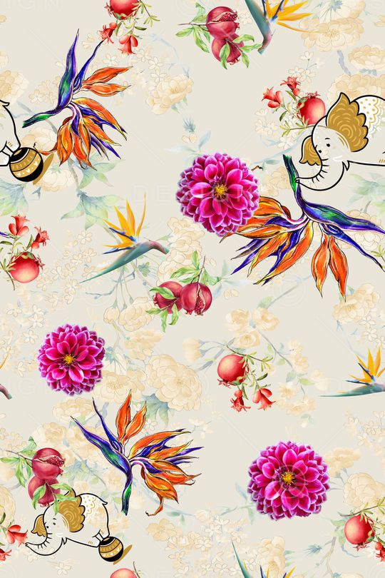 彩底花卉印花华亿平台图片