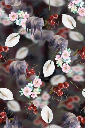 彩底花卉印花华亿平台图片