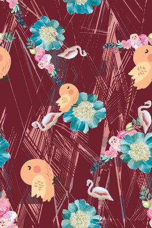 彩底花卉印花华亿平台图片