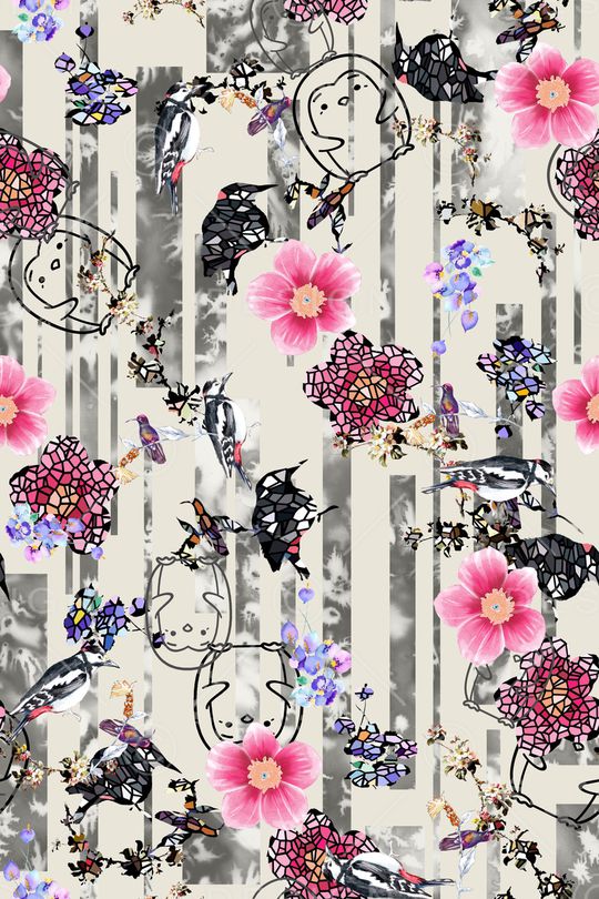 彩底花卉印花华亿平台图片