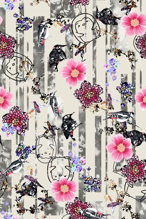 彩底花卉印花华亿平台图片