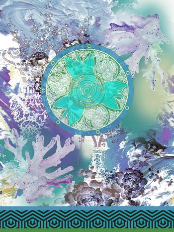 1144730-绚丽肌理底纹中国风瓷器插花几何-