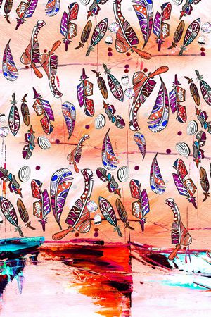 羽毛印花华亿平台图片