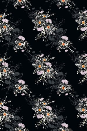 黑底花卉印花华亿平台图片