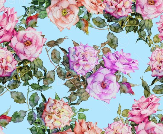 水彩花卉印花华亿平台图片