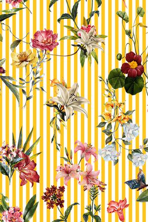 水彩花卉印花华亿平台图片