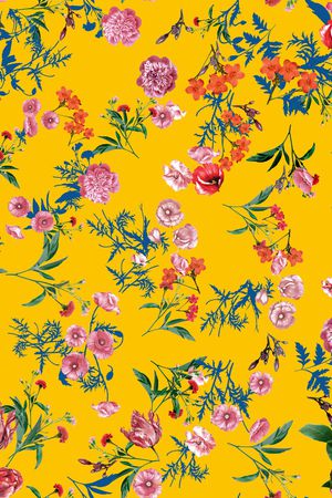 水彩花卉印花华亿平台图片