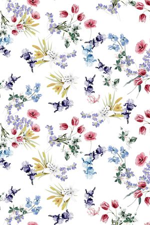 水彩花卉印花华亿平台图片