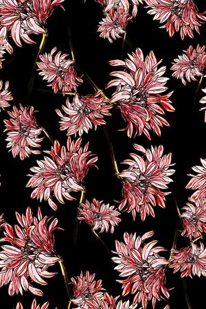 黑底花卉印花华亿平台图片