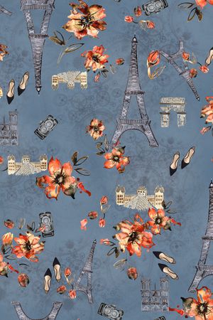 水彩花卉印花华亿平台图片