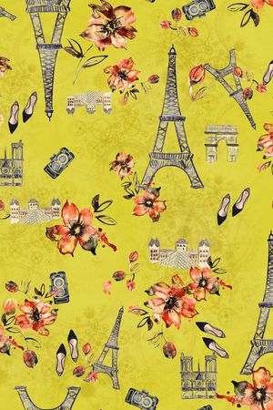 水彩花卉印花华亿平台图片