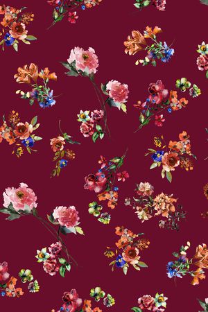 水彩花卉印花华亿平台图片