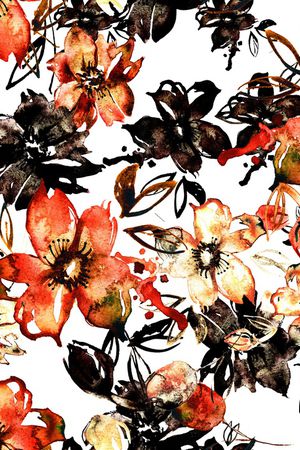 水彩花卉印花华亿平台图片