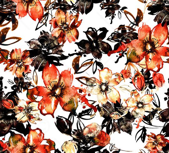 水彩花卉印花华亿平台图片