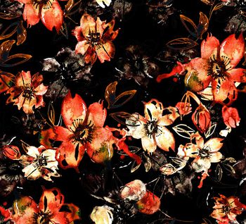 1146608-181119水彩花和链条黑