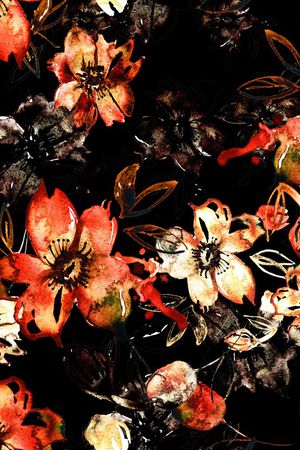 水彩花卉印花华亿平台图片