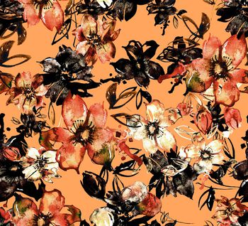 1146609-181119水彩花和链条黄