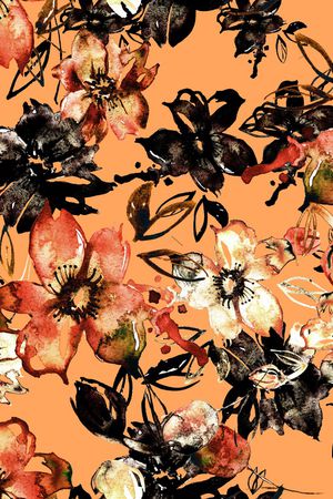 水彩花卉印花华亿平台图片