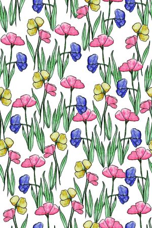 手绘花卉印花华亿平台图片