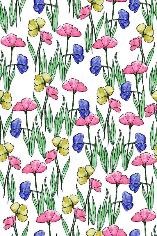 手绘花卉印花华亿平台图片