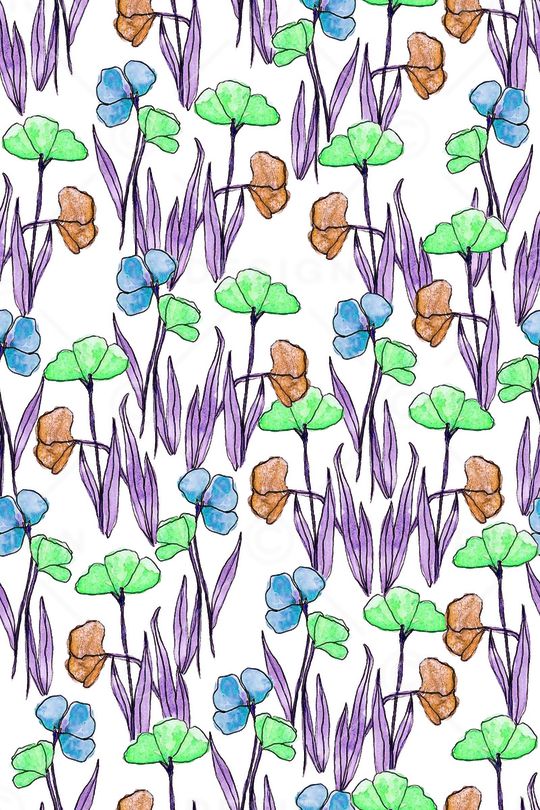 手绘花卉印花华亿平台图片