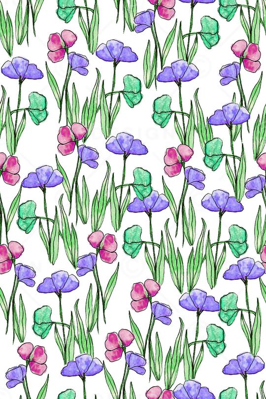 手绘花卉印花华亿平台图片