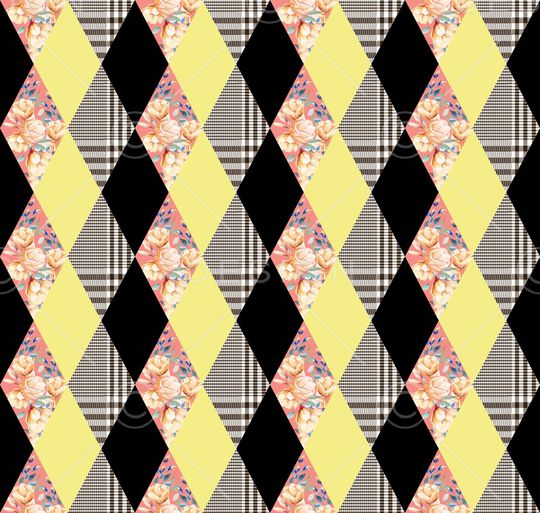 几何花卉印花华亿平台图片