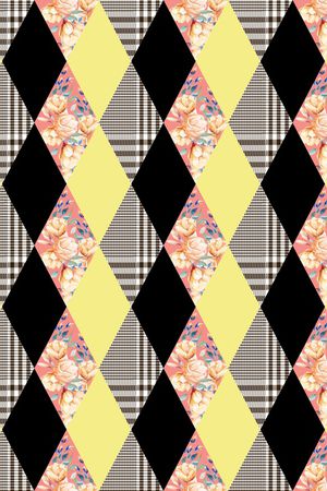 几何花卉印花华亿平台图片