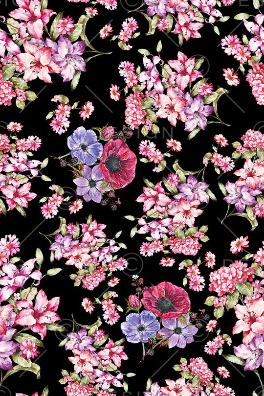 手绘花卉印花华亿平台图片