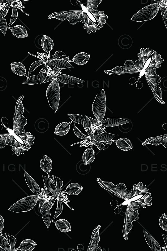 线条花卉印花华亿平台图片