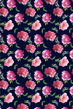 黑底花卉印花华亿平台图片