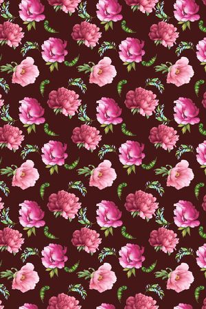 黑底花卉印花华亿平台图片