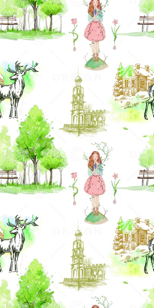 风景景观印花华亿平台图片