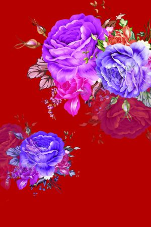 手绘大花印花华亿平台图片